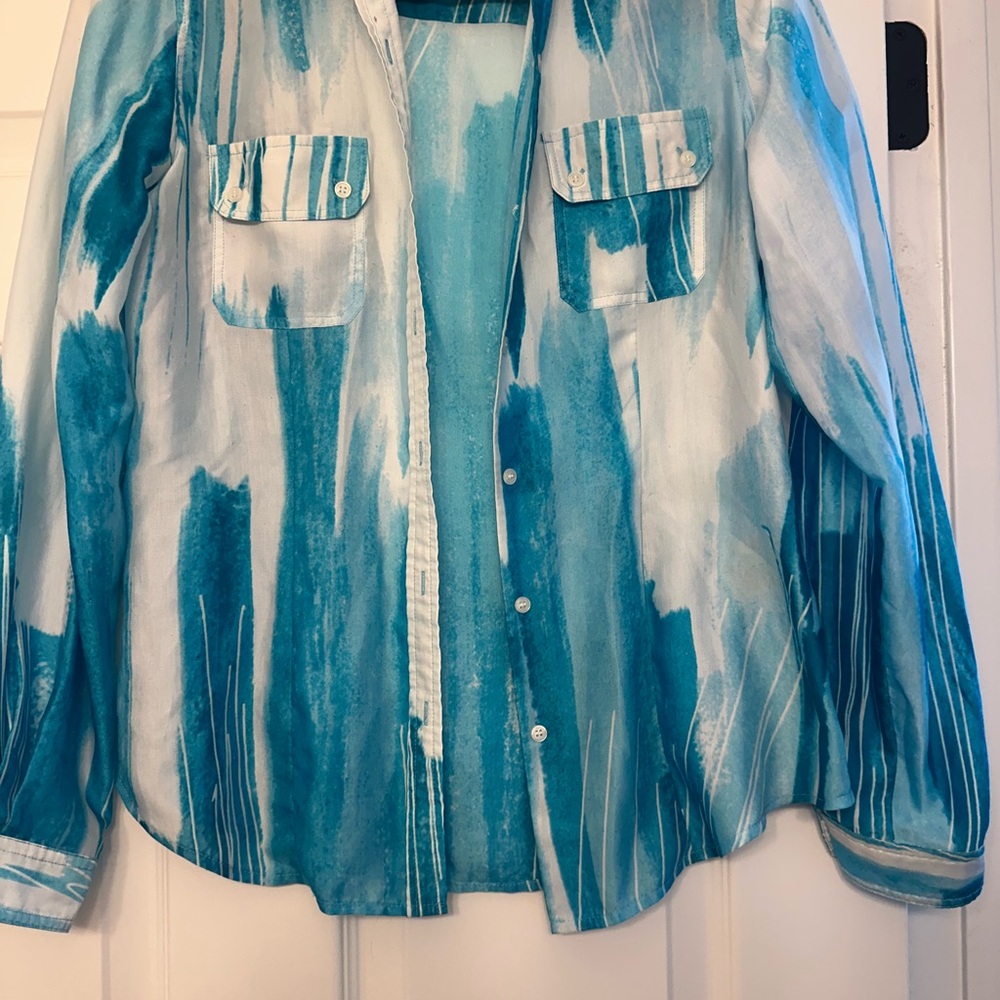 Calvin Klein Turquoise and White Shirt